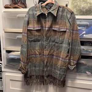 Ralph Lauren Women's Plaid Utility Jacket - Brown, Green, and Purple